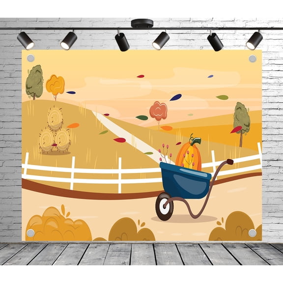 9x6ft Rustic Backdrop Pumpkin Cart Photo Backdrop Autumn Farm Background for Theme Party Wedding Birthday Baby Shower Decoration Banner Photo Booth Studio Props