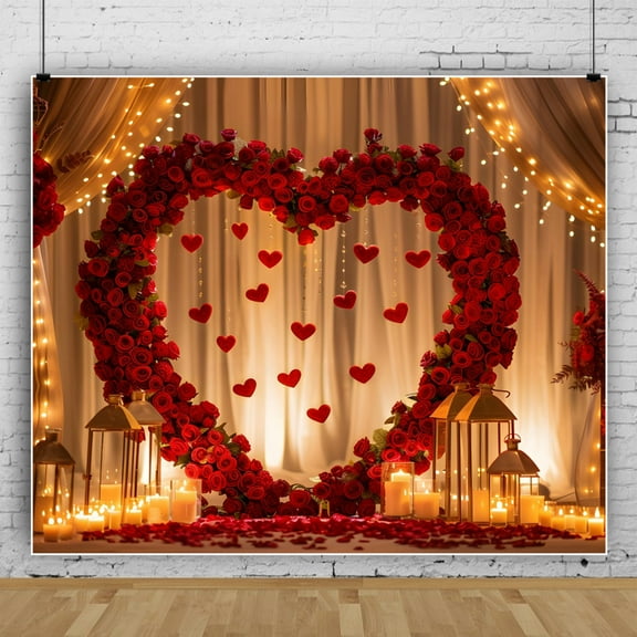 9x6ft Valentines Day Photo Backdrop Love Heart Red Rose Photo Background for Adult Lovers Studio Props Valentines Backdrop