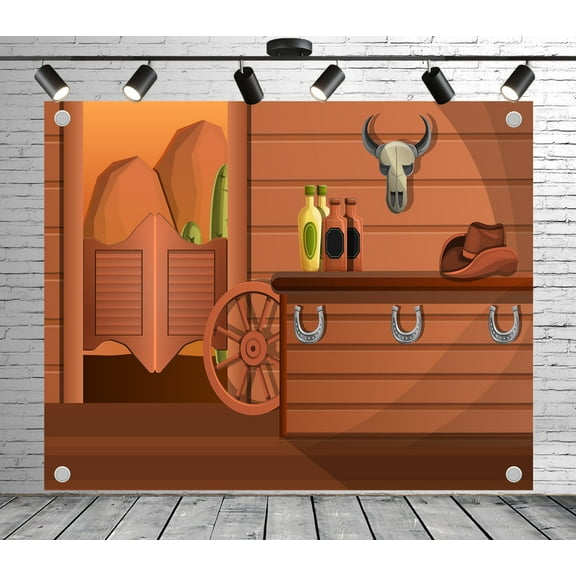 9x6ft Western Backdrop Saloon Interior Photo Backdrop Rustic Background for Theme Party Wedding Birthday Baby Shower Decoration Banner Photo Booth Studio Props