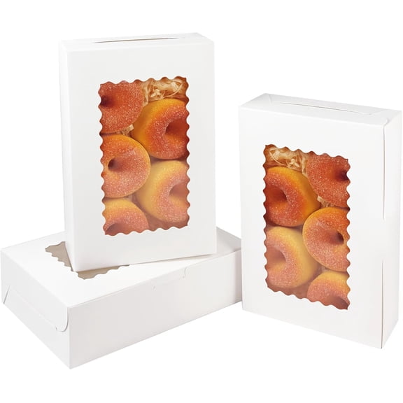 9x6x2.5 Inch White Cookie Box with Window 15Pcs Pastry Macaron Bakery Box For Packaging