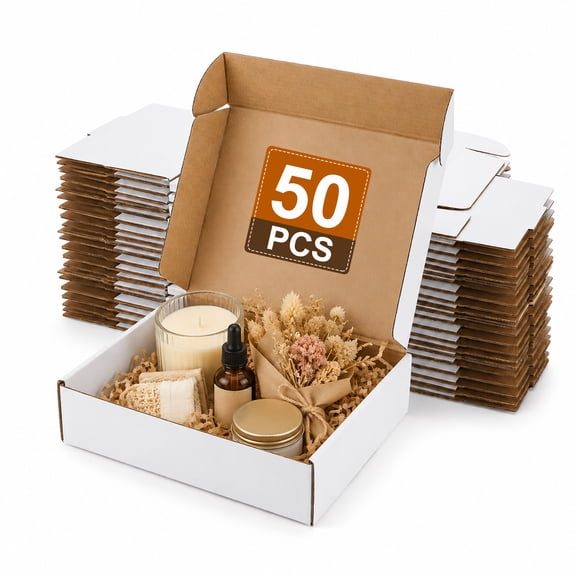 9x6x2 Shipping Boxes, 50 Pack White Corrugated Cardboard Mailing Boxes for Small Business Packaging