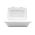 thumbnail image 1 of 9x6x3 Compostable Fiber Molded/Bagasse Take out Container, Hinged, 250 CT, 1 of 3