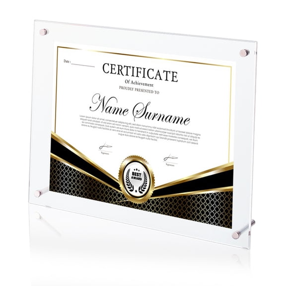 9x7 Acrylic Business License Frame Clear Certificate Holder Rectangle Photo Frames Stand Frameless Picture Frame