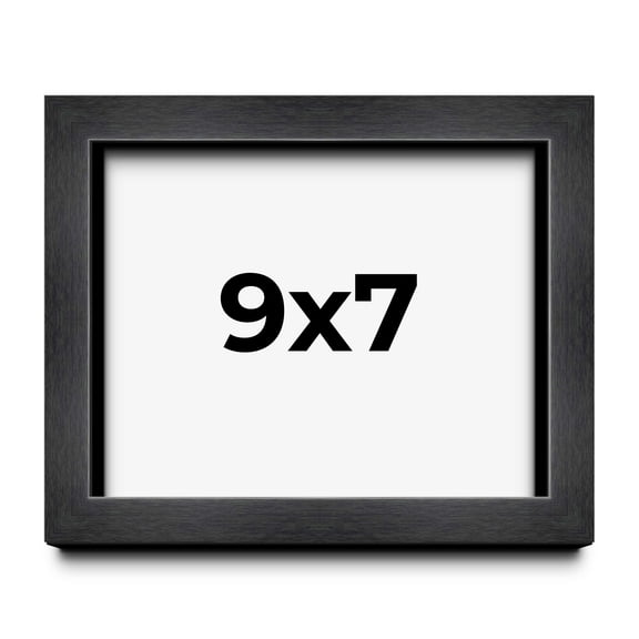 9x7 Frame Black Charcoal Grey Wood Textured Picture Frame | 0.75 Inch Moulding Width | Gunmetal