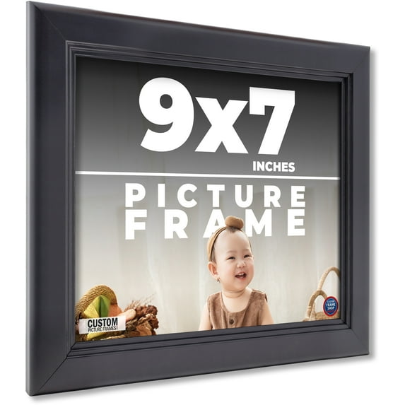9x7 Frame Black Passaggi Solid Wood Picture Frame Width 1.5 Inches | Interior Frame Depth 0.5