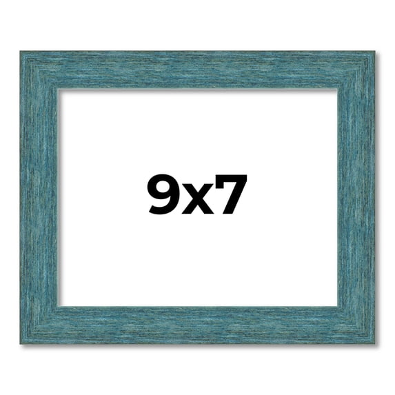 9x7 Frame Blue Rustic Barnwood Solid Wood Picture Frame Width 1.25 Inches | Interior Depth 0.5