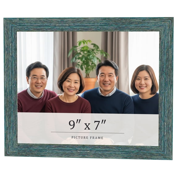 9x7 Frame Blue Rustic Barnwood Solid Wood Picture Frame Width 1.25 Inches | Interior Depth 0.5