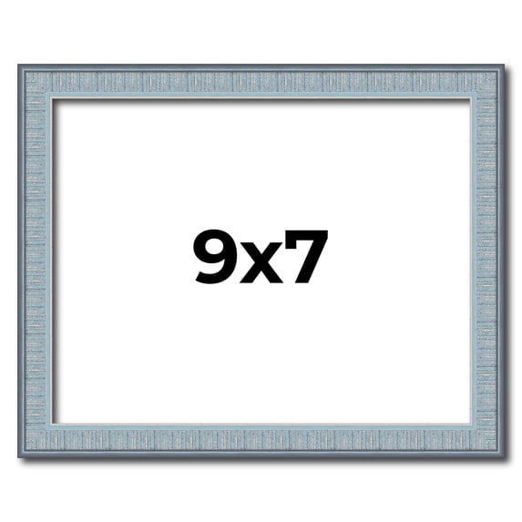 9x7 Frame Blue Scuffed Farm Board Solid Wood Picture Frame Width 0.75 Inches | Interior Depth 0.5