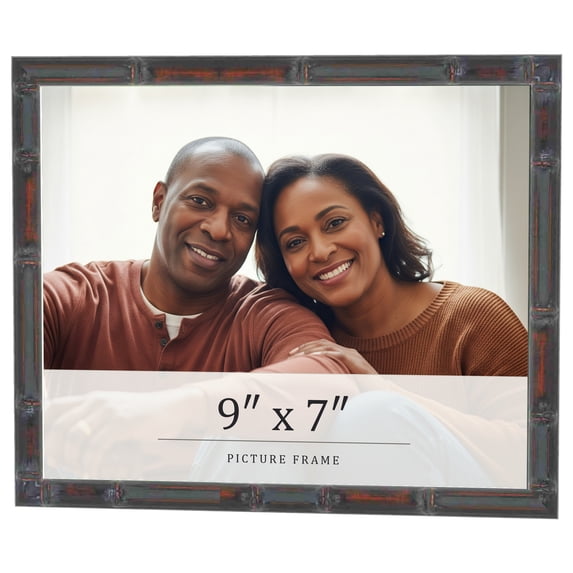 9x7 Frame Brown Bamboo with Dark Coffee/Walnut Finish | Solid Wood Picture Frame Width 0.75 Inches