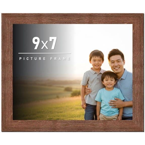 9x7 Frame Brown Distressed Barnwood Picture Frame | Complete Rustic Farmhouse Photo Frame Includes