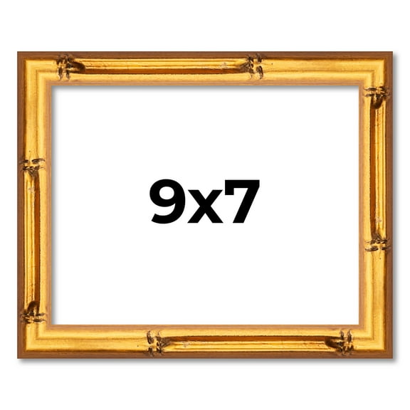 9x7 Frame Gold Bamboo Picture Frame - Complete Modern Photo Frame Includes UV Acrylic Shatter Guard