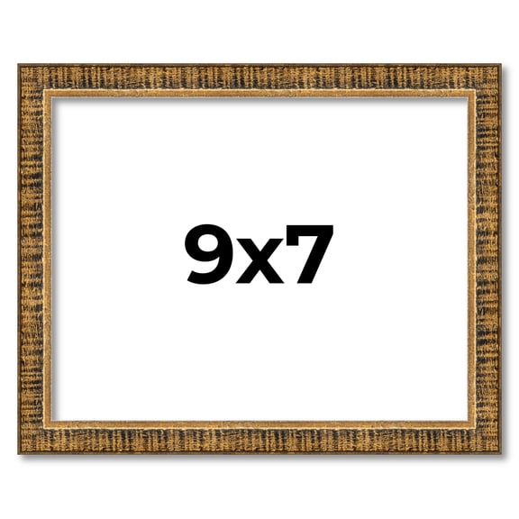9x7 Frame Gold Solid Wood Picture Frame - Complete Modern Photo Frame Includes UV Acrylic