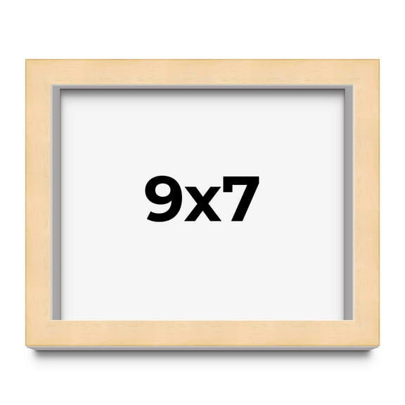 9x7 Frame Natural Wood Picture Frame | 0.75 Inch Moulding Width | with UV Acrylic Plexiglass, Foam