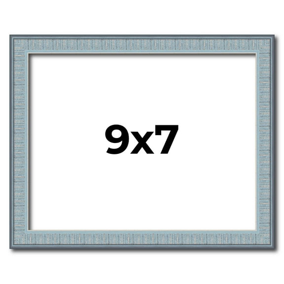 9x7 Frame Rustic Sky Blue Solid Wood Picture Frame | 0.75 Inch Moulding Width |Includes UV Acrylic
