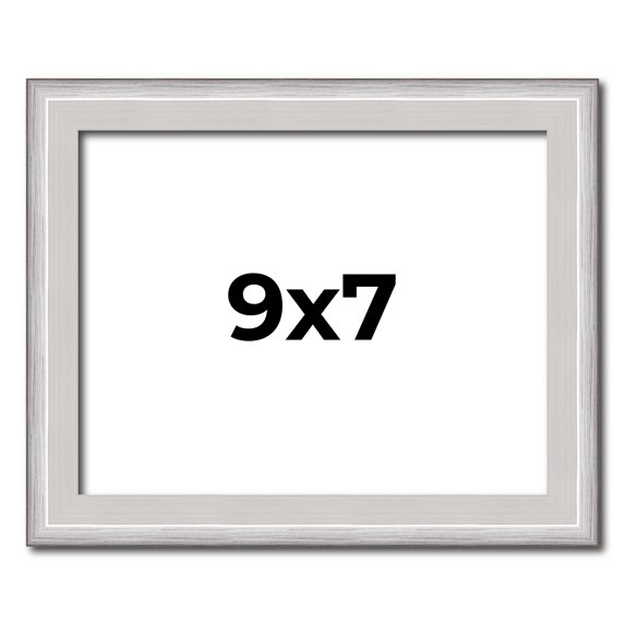 9x7 Frame Silver Inner Slope Bevel Picture Frame | 1 Inch Moulding Width | 0.75 Inch Rabbet Depth |