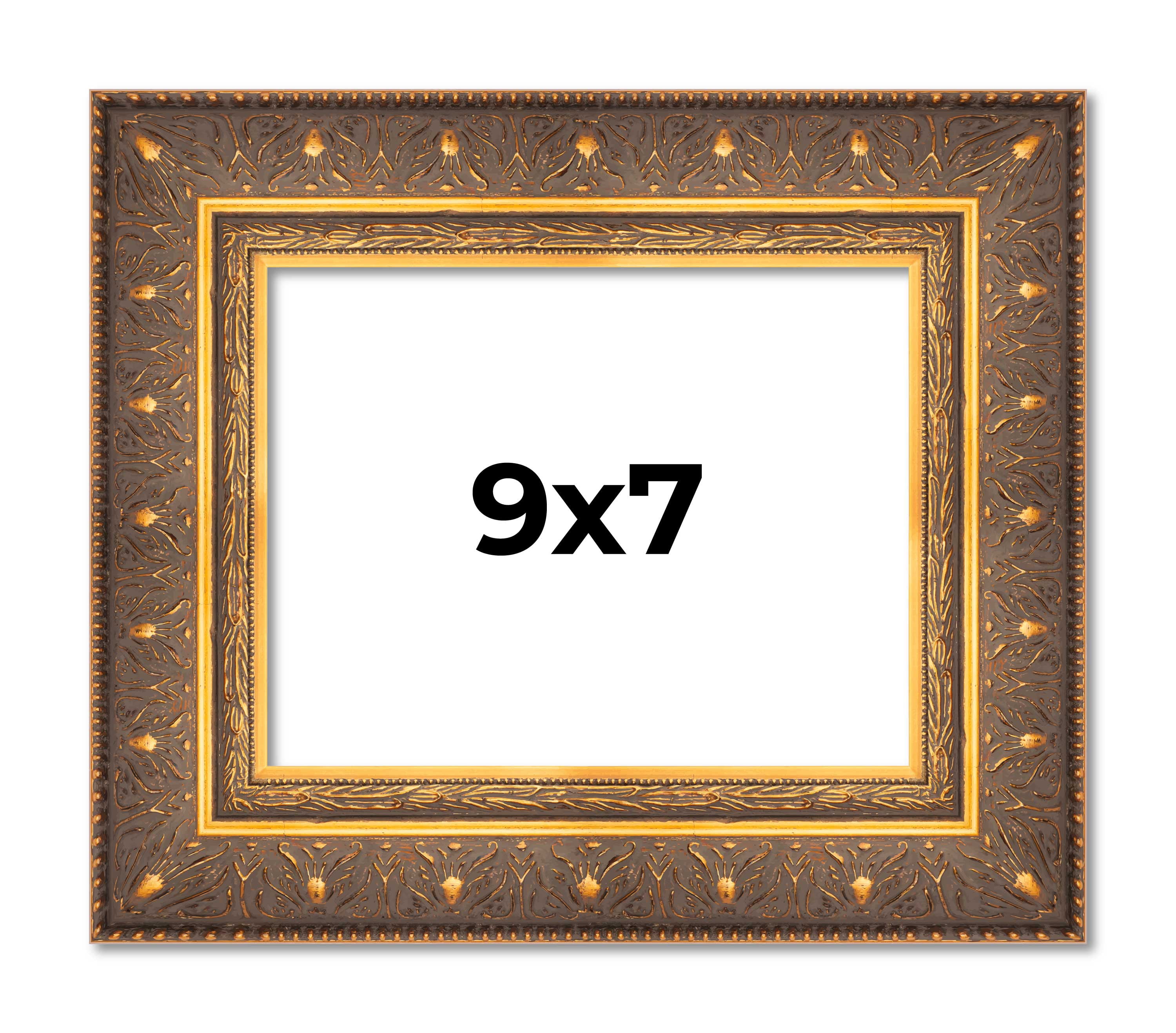 9x7 Frame Vintage Gold Solid Wood Picture Frame | 2.5 Inch Moulding ...