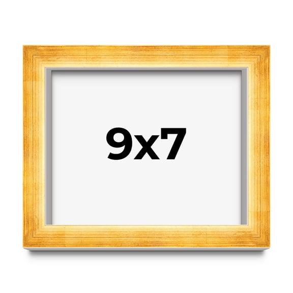 9x7 Shadow Box Frame Gold | 1.625 Inches Deep Real Wood Traditional Shadowbox Display Frame | UV