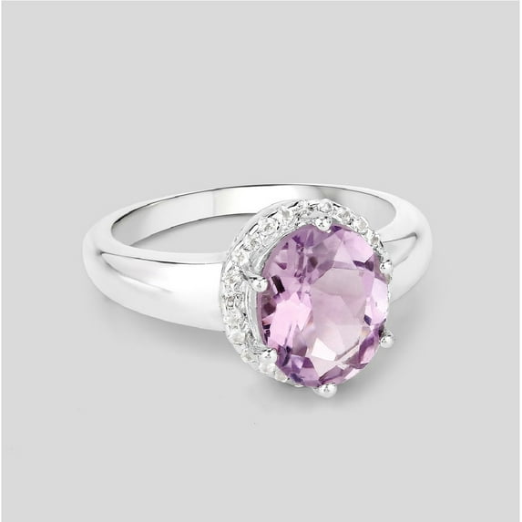 9x7MM Oval Cut Natural Amethyst 925 Sterling Silver Solitaire Accents Women Valentines Day Gifts Ring