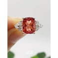thumbnail image 1 of 9x7mm-10x8mm Lab Orange Padparadscha Sapphire Elongated Cushion Cut, Multi-Stone Ring, Sterling Silver, 1 of 5