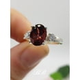 thumbnail image 1 of 9x7mm - 14x10mm Natural Mozambique Garnet Oval Cut Three Stone Ring, Sterling Silver, 1 of 5