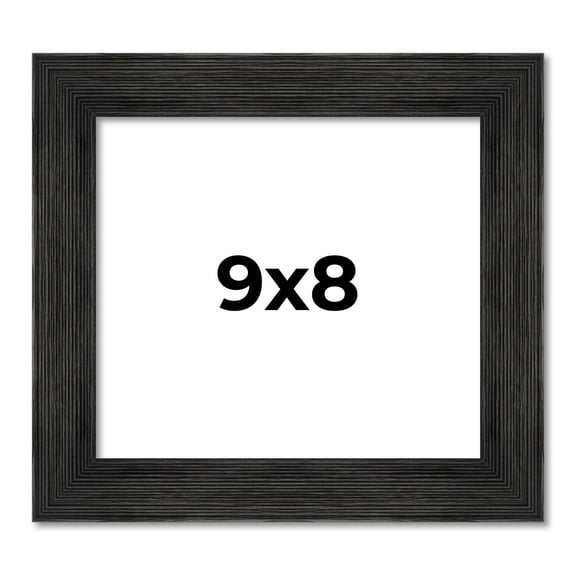 9x8 Frame Black Rustic Barnwood Solid Wood Picture Frame | 1.5 Inch Moulding Width | Includes UV