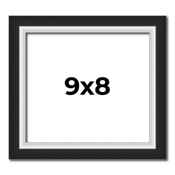 9x8 Frame Black & Silver Solid Wood Picture Frame Width 1.25 Inches | Interior Depth 0.75 Inches |