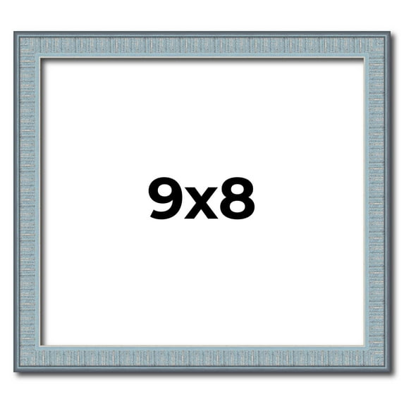 9x8 Frame Blue Scuffed Farm Board Solid Wood Picture Frame Width 0.75 Inches | Interior Depth 0.5