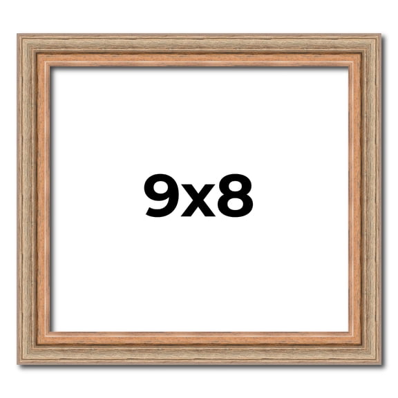 9x8 Frame Brown 60's Wooden Cabinet Solid Wood Picture Frame | 1 Inch Moulding Width | Complete