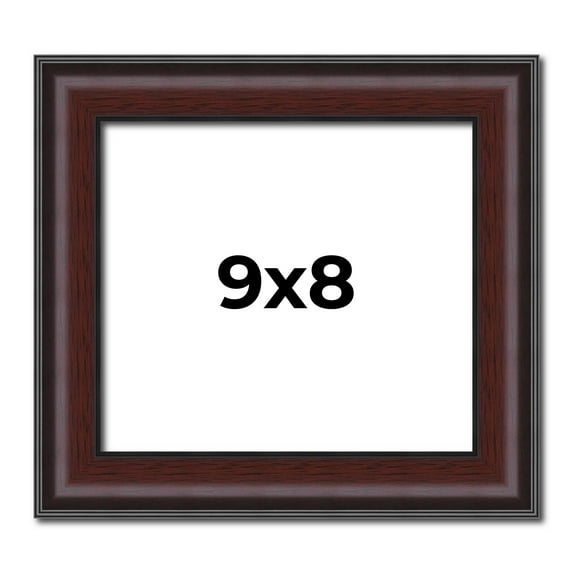 9x8 Frame Brown Round Mahogany Solid Wood Picture Frame | 1.625 Inch Moulding Width | with UV