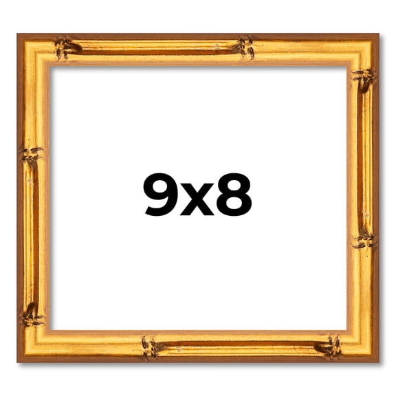 9x8 Frame Gold Bamboo Solid Wood Picture Frame | 0.75 Inch Moulding Width | Interior Frame Depth