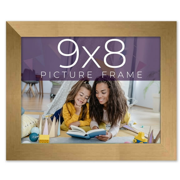 9x8 Frame Gold Bronze Solid Wood Picture Frame Width 0.75 Inches | Interior Frame Depth 0.5 Inches