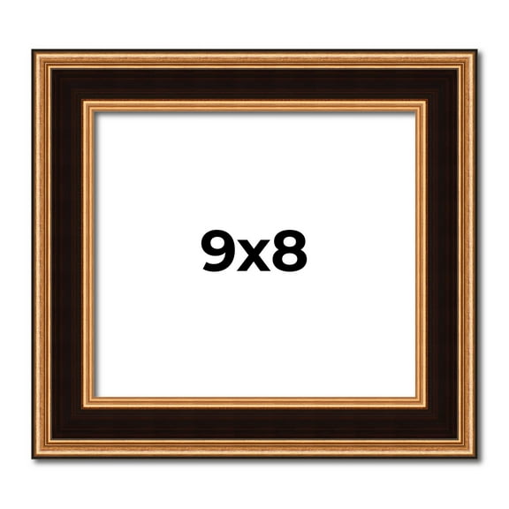 9x8 Frame Gold Brown Plein Air Vintage Solid Wood Picture Frame | 1.75 Inches Moulding Width |