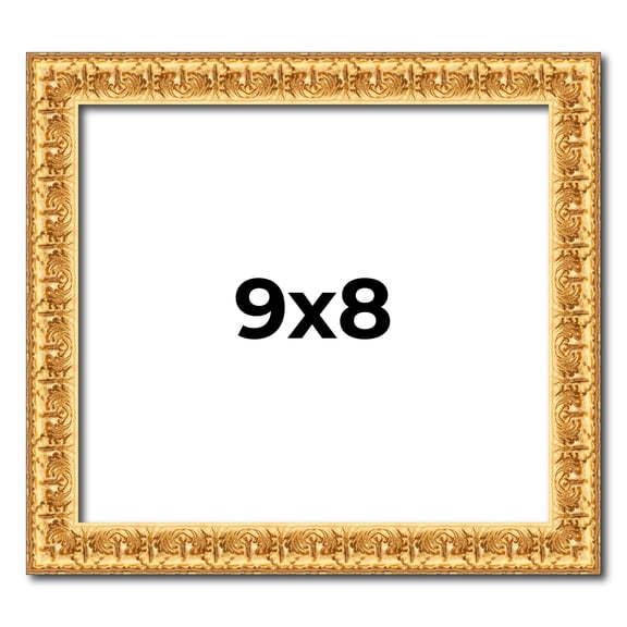 9x8 Frame Gold Real Wood Picture Frame Width 1 inches | Interior Frame Depth 0.5 inches | Edwina
