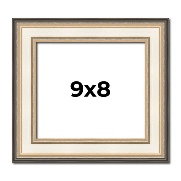 9x8 Frame Gold Silver Plein Aire 2" Inch Wide Moulding Solid Wood Picture Frame | Modena Collection