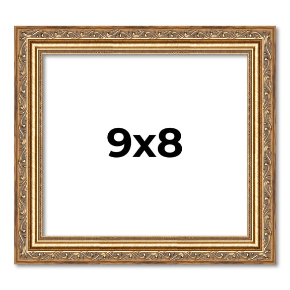 9x8 Frame Gold Solid Wood Picture Frame Width 1.25 Inches | Interior Frame Depth 0.375 Inches |