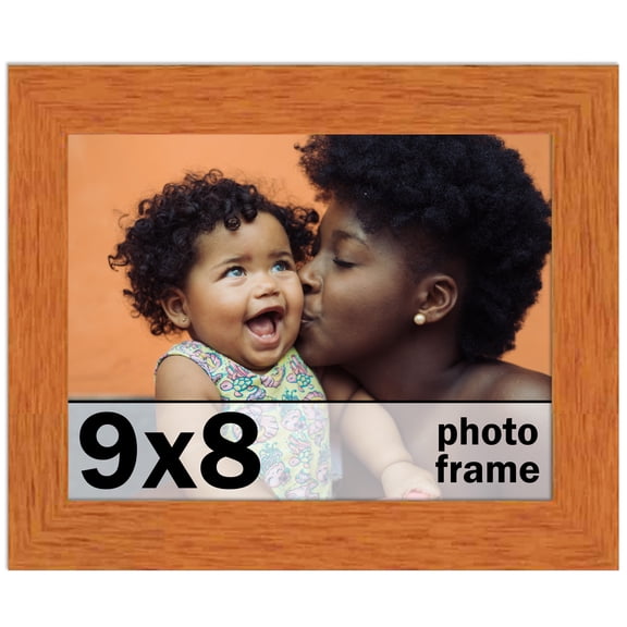 9x8 Frame Honey Pecan Brown Picture Frame - Modern Photo Frame Includes UV Acrylic Shatter Guard