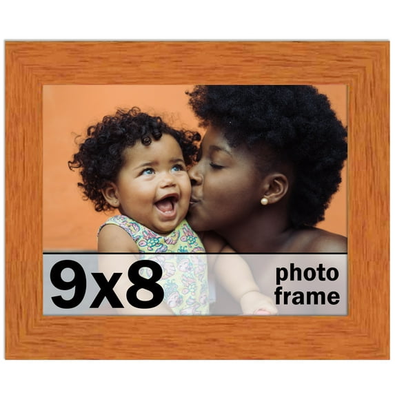 9x8 Frame Honey Pecan Brown Picture Frame - Modern Photo Frame Includes UV Acrylic Shatter Guard