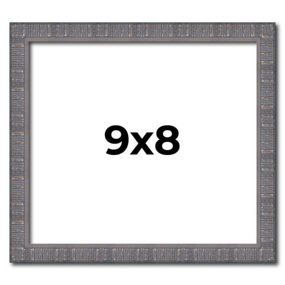 9x8 Frame Slate Blue Distressed Rustic Solid Wood Picture Frame | 0.75 Inch Moulding Width |