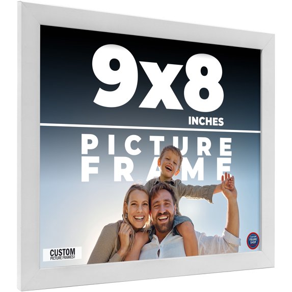 9x8 Frame White Solid Wood Picture Frame Includes UV Acrylic Shatter Guard Front, Acid Free Foam