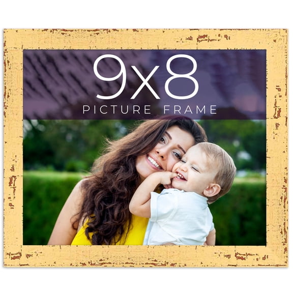 9x8 Frame Yellow Real Wood Picture Frame Width 1.25 inches | Interior Frame Depth 0.5 inches |