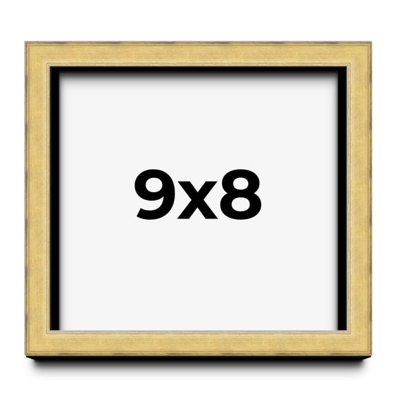 9x8 Shadow Box Frame Gold | 1.375 Inches Deep Real Wood Contemporary Shadowbox Display Frame | UV