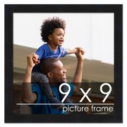 9x9 Contemporary Black Complete Wood Square Picture Frame with UV Acrylic, Foam Board Backing, & Hardware
