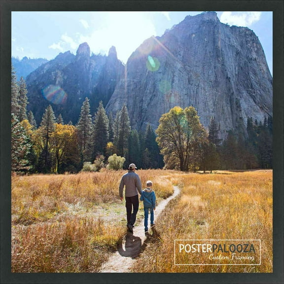 9x9 Black Wood Picture Square Frame - UV Acrylic, Foam Board Backing, Hanging Hardware