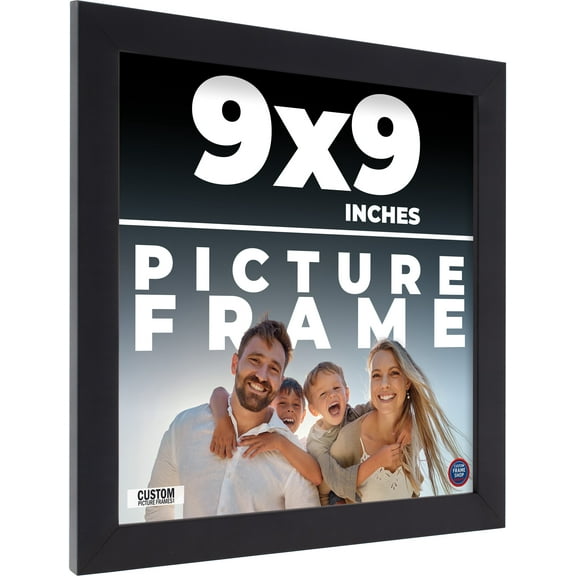 9x9 Frame Black Real Wood Picture Frame Width 0.75 inches | Interior Frame Depth 0.5 inches | Black