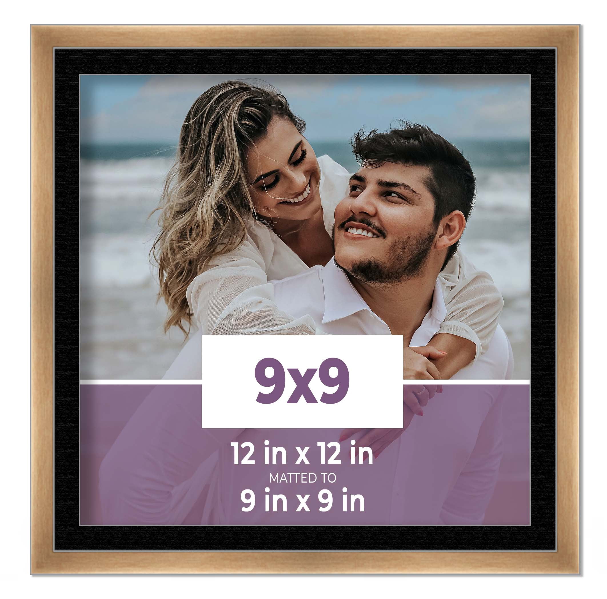 9x9 Frame Bronze With Black Picture Mat For 9x9 Photo - Bronze 12x12 ...