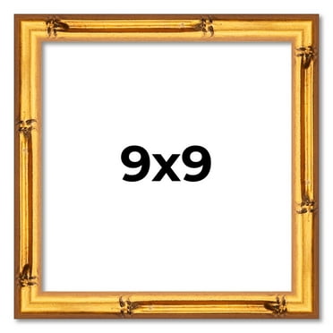 9x9 Frame Gold Bamboo Solid Wood Picture Frame | 1 Inch Moulding Width | Interior Frame Depth 0.75