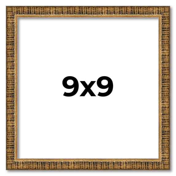 9x9 Frame Gold Kingsley Distressed Solid Wood Picture Frame Width 0.75 Inches | Interior Frame