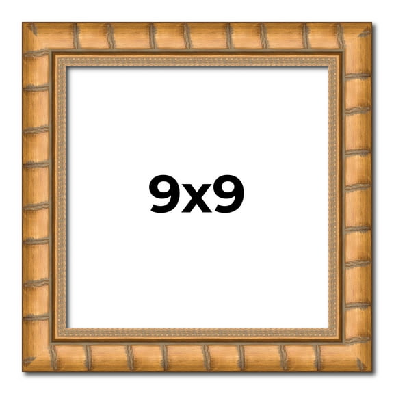 9x9 Frame Gold Real Wood Picture Frame Width 1.5 inches | Interior Frame Depth 0.5 inches | Bhutan
