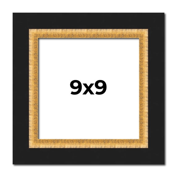 9x9 Frame Gold Real Wood Picture Frame Width 2.25 Inches | Interior Frame Depth 0.5 Inches |