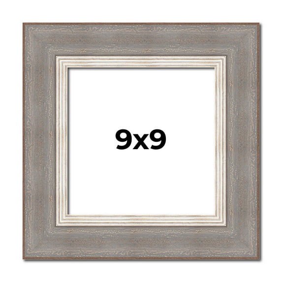 9x9 Frame Grey Real Wood Picture Frame Width 2.75 Inches | Interior Frame Depth 0.5 Inches | Linus